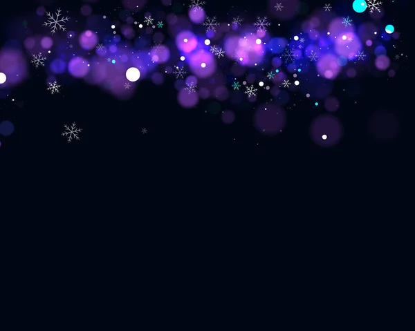 Blurred Bokeh Light Dark Blue Background Christmas New Year Holidays — Stock Vector