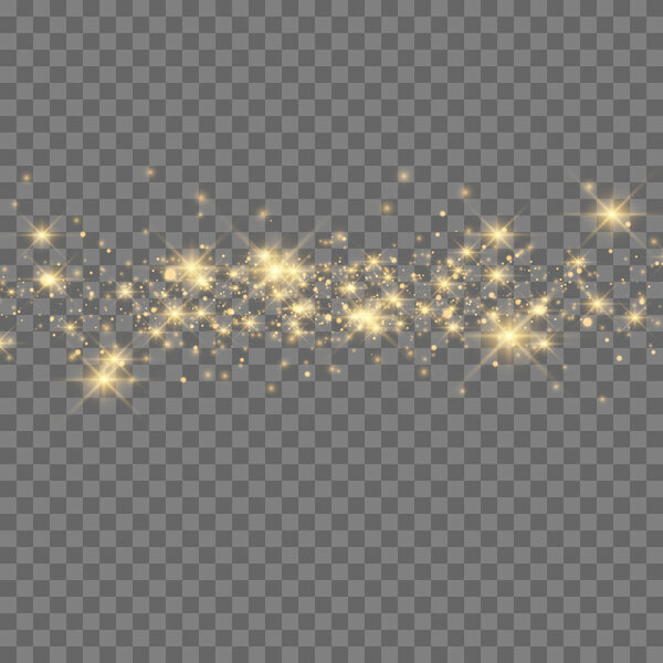 light effects. Vector sparkles on a transparent background. Christmas light effect. Sparkling magical dust particles.The dust sparks and golden stars shine with special light.
