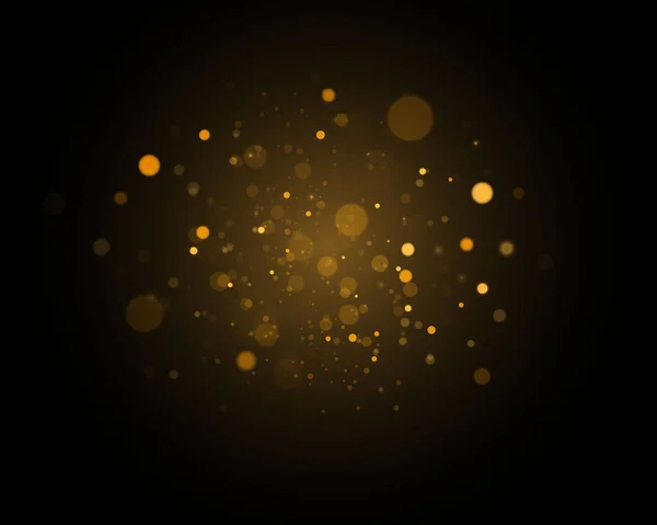 カラフルなライトボケで祭りの黄金の発光背景 クリスマスのコンセプト 要旨黒色の背景に孤立した輝くボケの光 魔法の概念 ベクターイラスト Eps — ストックベクタ