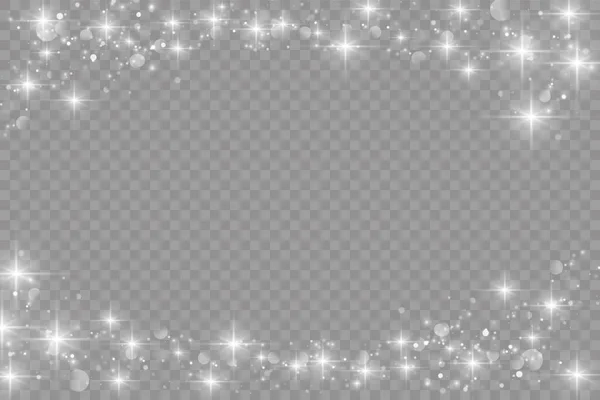 白い塵が輝き 星は特別な光で輝き クリスマスの輝く光の効果 透明な背景に隔離された魔法の塵の輝く粒子 輝く光 — ストックベクタ