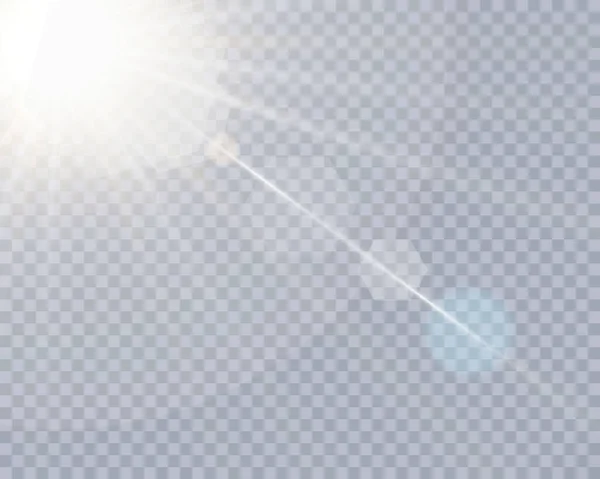 Vector Transparentes Sonnenlicht Spezielle Linse Blitz Licht Effect Front Sonnenlinse — Stockvektor