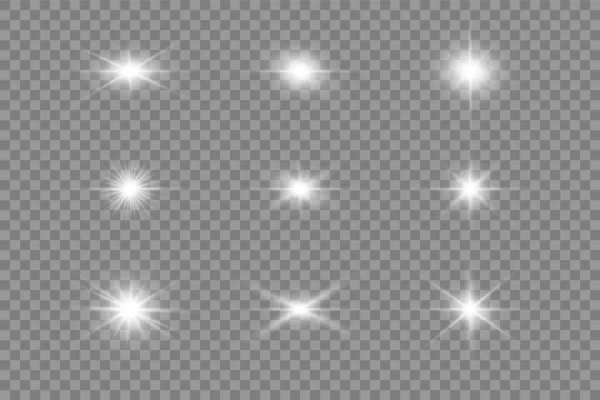 Біле Сяюче Світло Вибухає Прозорому Фоні Ігристі Магічні Частинки Пилу — стоковий вектор