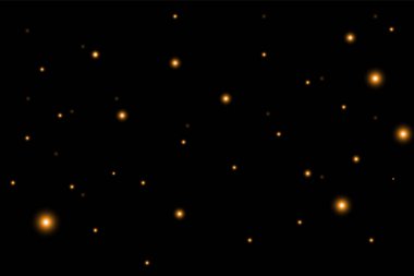 Doku pırıl pırıl ve Noel için zarif. Parıldayan sihirli sarı toz parçacıkları. Sihirli kavram. Bokeh efektli soyut siyah arkaplan.