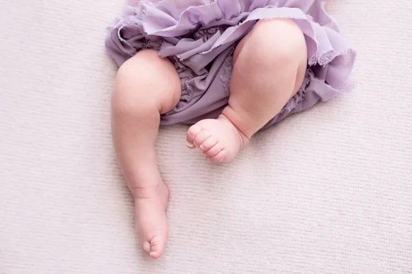 Chubby Legs Little Girl Pink Skirt Dancing Baby — Stock Photo, Image