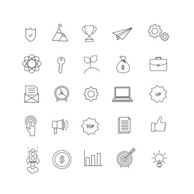 İşletme, bilgi teknolojisi, Seo, vektör çizim düz simgeleri tasarım - vektör başlatma
