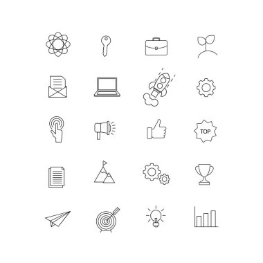 İşletme, bilgi teknolojisi, Seo, vektör çizim düz simgeleri tasarım - vektör başlatma