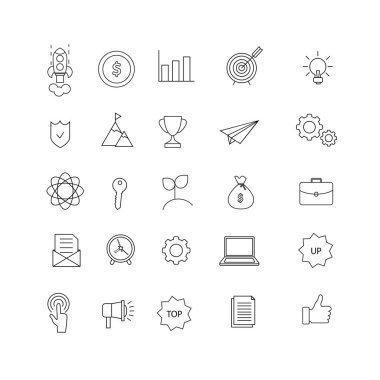 İşletme, bilgi teknolojisi, Seo, vektör çizim düz simgeleri tasarım - vektör başlatma