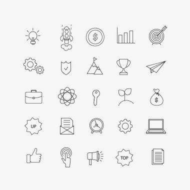 İşletme, bilgi teknolojisi, Seo, vektör çizim düz simgeleri tasarım - vektör başlatma