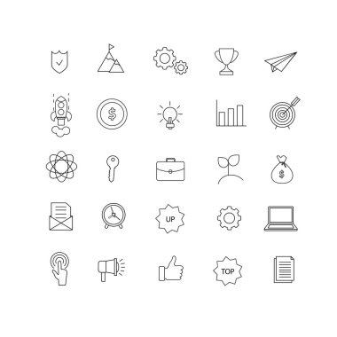 İşletme, bilgi teknolojisi, Seo, vektör çizim düz simgeleri tasarım - vektör başlatma