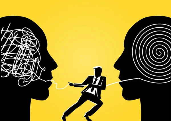 Koca kafanın karışık ipten çözmeye çalışıyorum bir işadamı bir çizimi