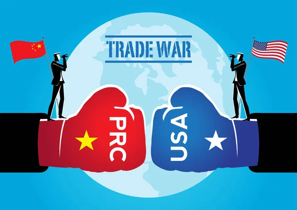 Una Ilustración Guerra Comercial Arancelaria Entre Estados Unidos República China — Vector de stock