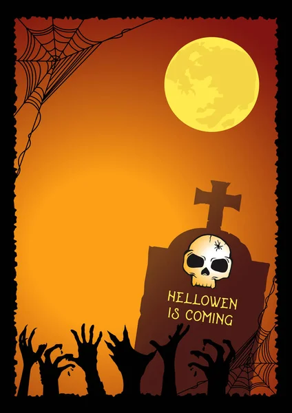 Illustrazione Helloween Notte Cimitero Dolcetto Scherzetto Partito — Vettoriale Stock