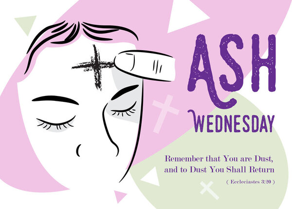 Ash Wednesday abstract symbolic religious Christian symbol for the beginning of Lent, with cross of ashes