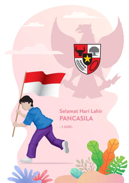 Feliz Día de Pancasila (Selamat Hari Lahir Pancasila ) — Archivo Imágenes Vectoriales