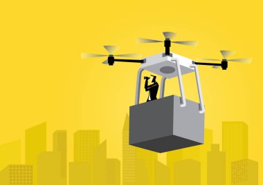 bir drone uçan işadamı