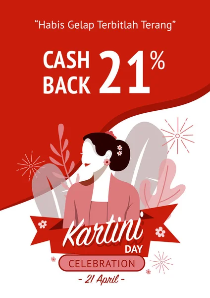 Illustrazione Della Celebrazione Del Kartini Day Habis Gelap Terbitlah Terang — Vettoriale Stock