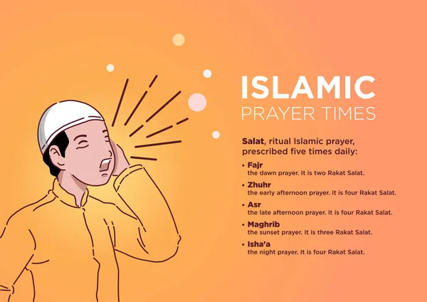 Uma Ilustração Homem Pedindo Ritual Islâmico Tempo Oração —  Vetores de Stock