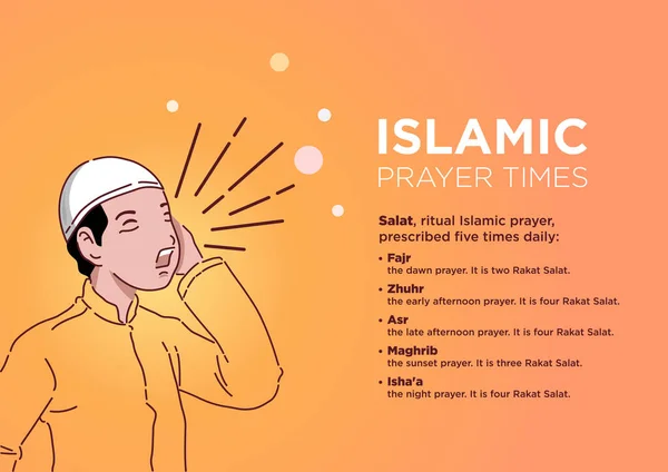 Slami Namaz Saati Isteyen Bir Adamın Resmi — Stok Vektör