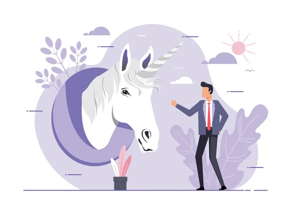 Una Ilustración Del Símbolo Unicornio Del Éxito Concepto Startup Empresarial — Archivo Imágenes Vectoriales