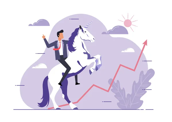 Una Ilustración Del Símbolo Unicornio Del Éxito Concepto Startup Empresarial — Archivo Imágenes Vectoriales