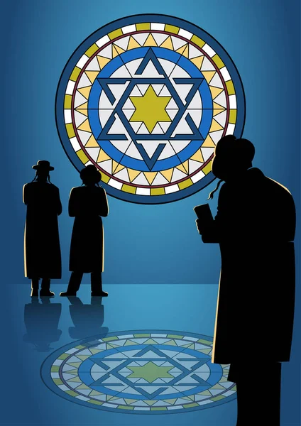 正統派ユダヤ人のイラストは キプルの1日前にタシュリッヒというユダヤ教の祈りを行っています キプールは償いの日を意味します — ストックベクタ