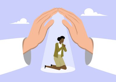 İsa 'nın korunaklı bir jest yaparak koruyucu bir kubbe yarattığının bir göstergesi.