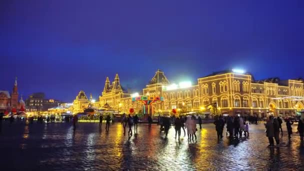 Kreml, Röda torget, traditionella mässan, firande, semester, pannkaka vecka — Stockvideo