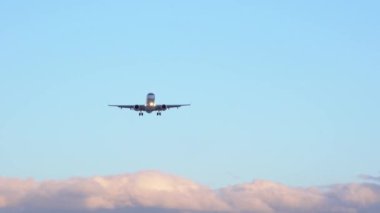Uçak iniş, alır. Büyük ticari uçak uçar yükü gündüz yakın çekim