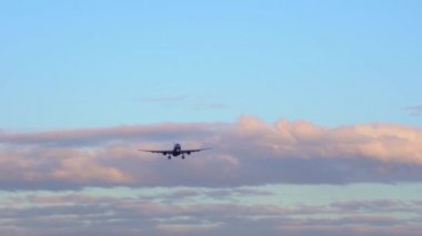 Uçak iniş, alır. Büyük ticari uçak uçar yükü gündüz yakın çekim