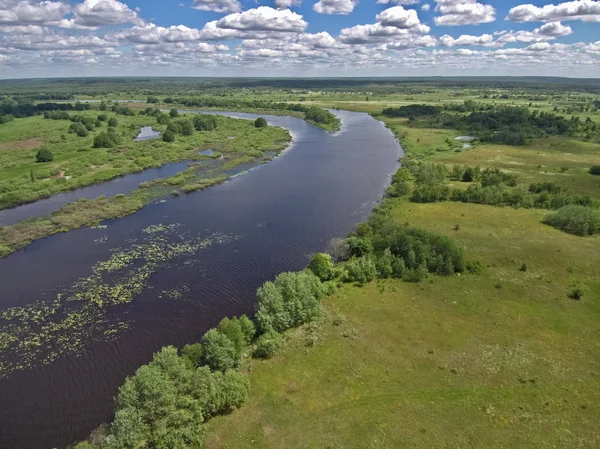 Paisaje Natural Altura Del Dron Viejo Lago Gran Lugar Para — Foto de Stock