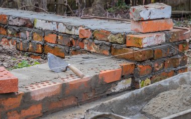 Duvar ve araçları, seviye, mala, bir ev inşa