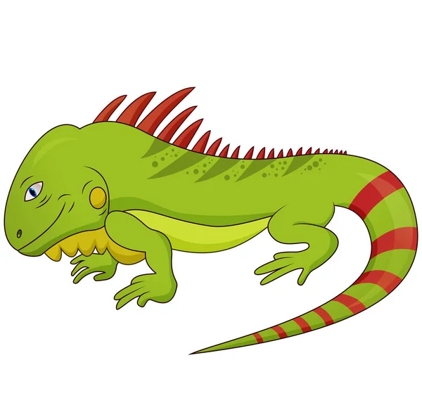 Desenhos Animados Vector Ilustração Engraçado Iguana Lagarto Réptil Personagem Animal — Vetor de Stock