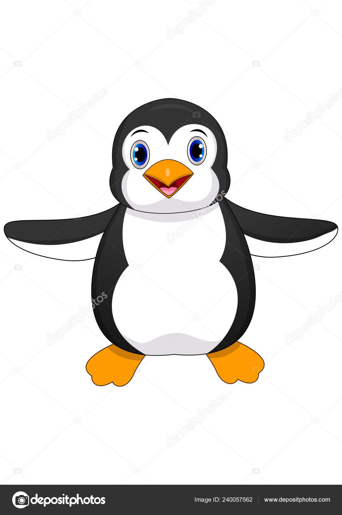 Illustration Cute Baby Penguin Cartoon Waving Isolated White Background Vector Image By C Ciputra Vector Stock