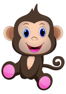 Vektör çizim sevimli maymun çizgi film