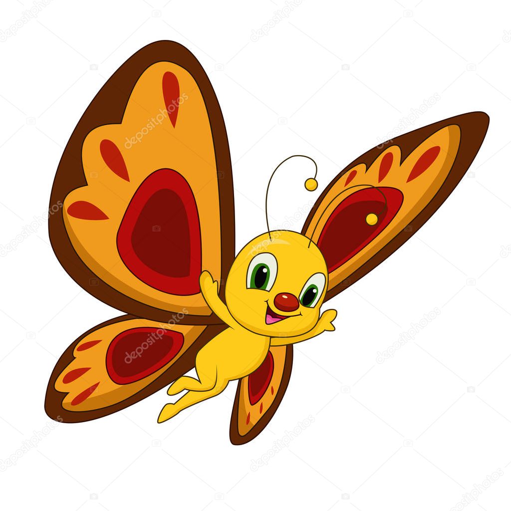Vector illustration of Cute butterfly cartoon 