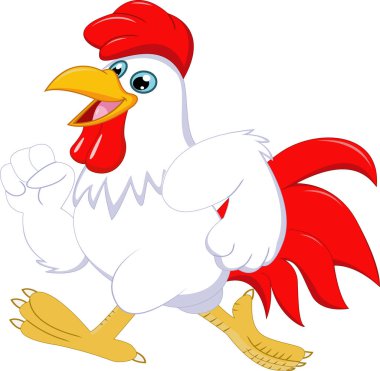 Vektör çizim karikatür horoz çalıştıran