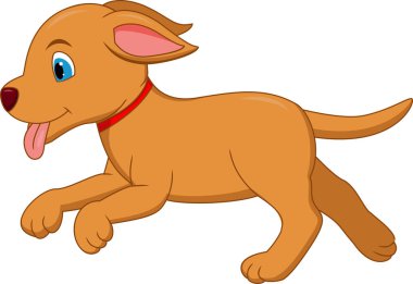Vektör çizim mutlu köpek çizgi film