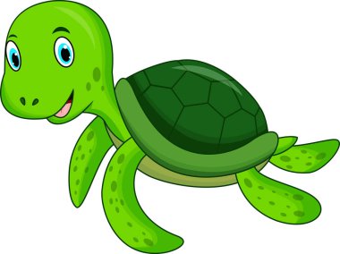 Şirin karikatür kaplumbağasının vektör çizimi