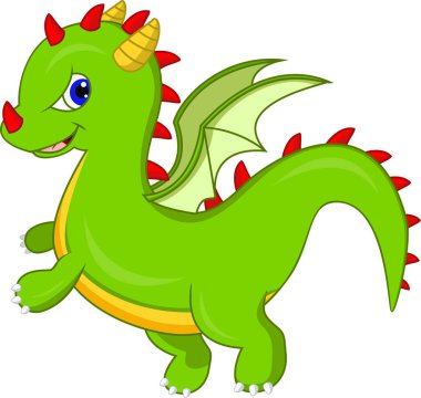 Şirin ejderha karikatür vektör çizim