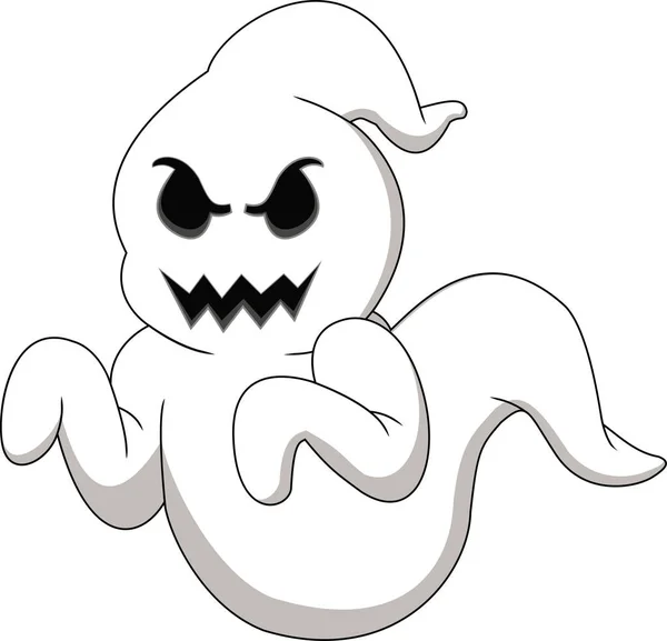 Ilustração Vetorial Fantasma Halloween Desenhos Animados — Vetor de Stock