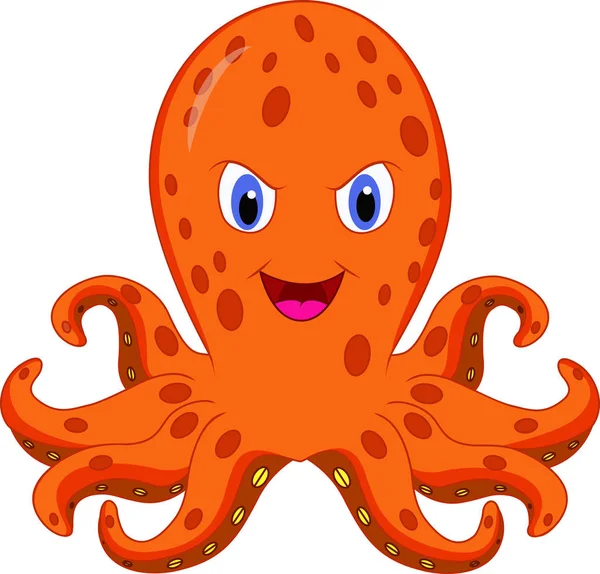 şirin ahtapot karikatür vektör çizim