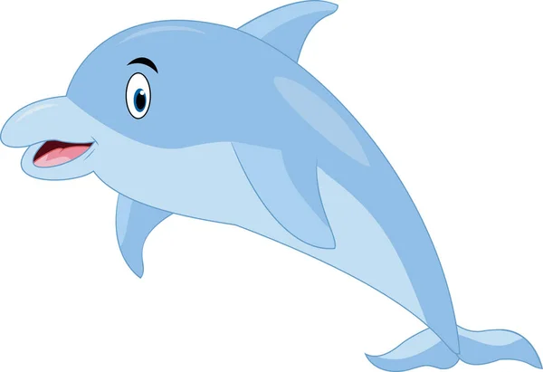 Cartoon Funny Dolphin Jumping — Stock Vector