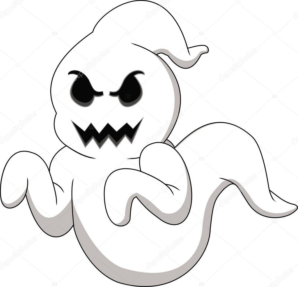 Vector illustration of Cartoon Halloween Ghost