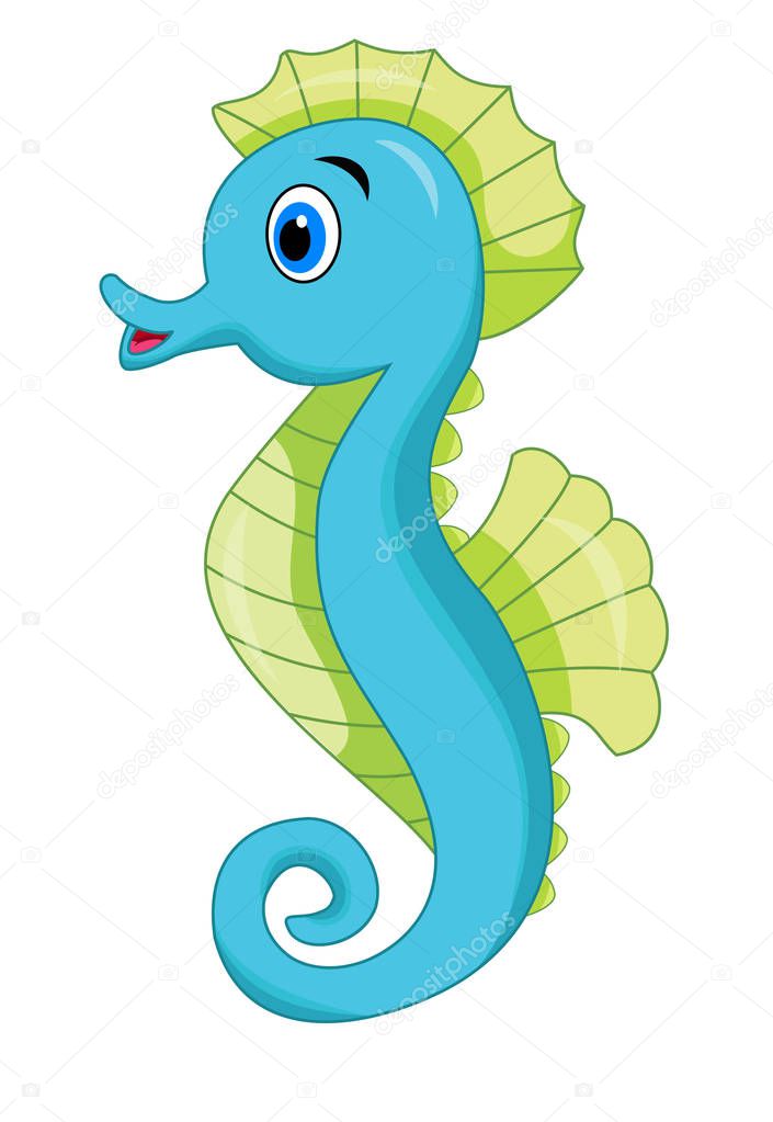 Vector illustration of Cute seahorse cartoon
