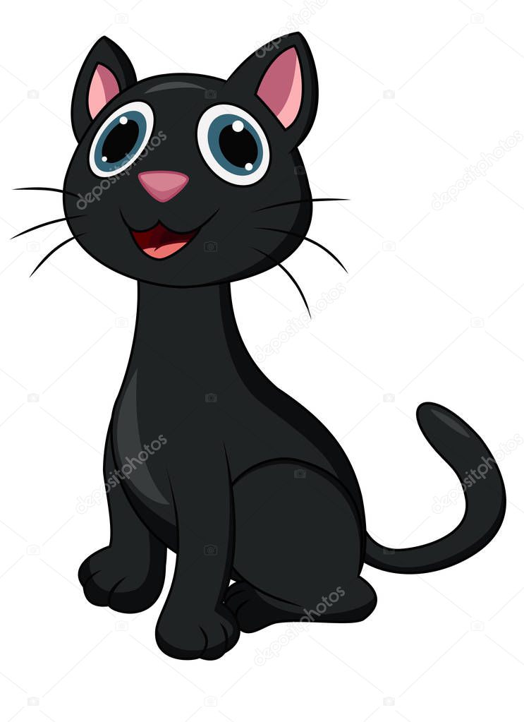 Vector illustration of Black cat cartoon