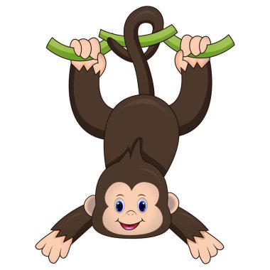 sevimli maymun asılı çizimi