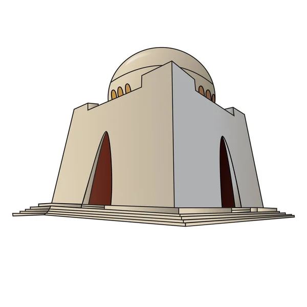 Vektor Ilustrasi Terperinci Dari Mazar Quaid Terletak Karachi Pakistan - Stok Vektor