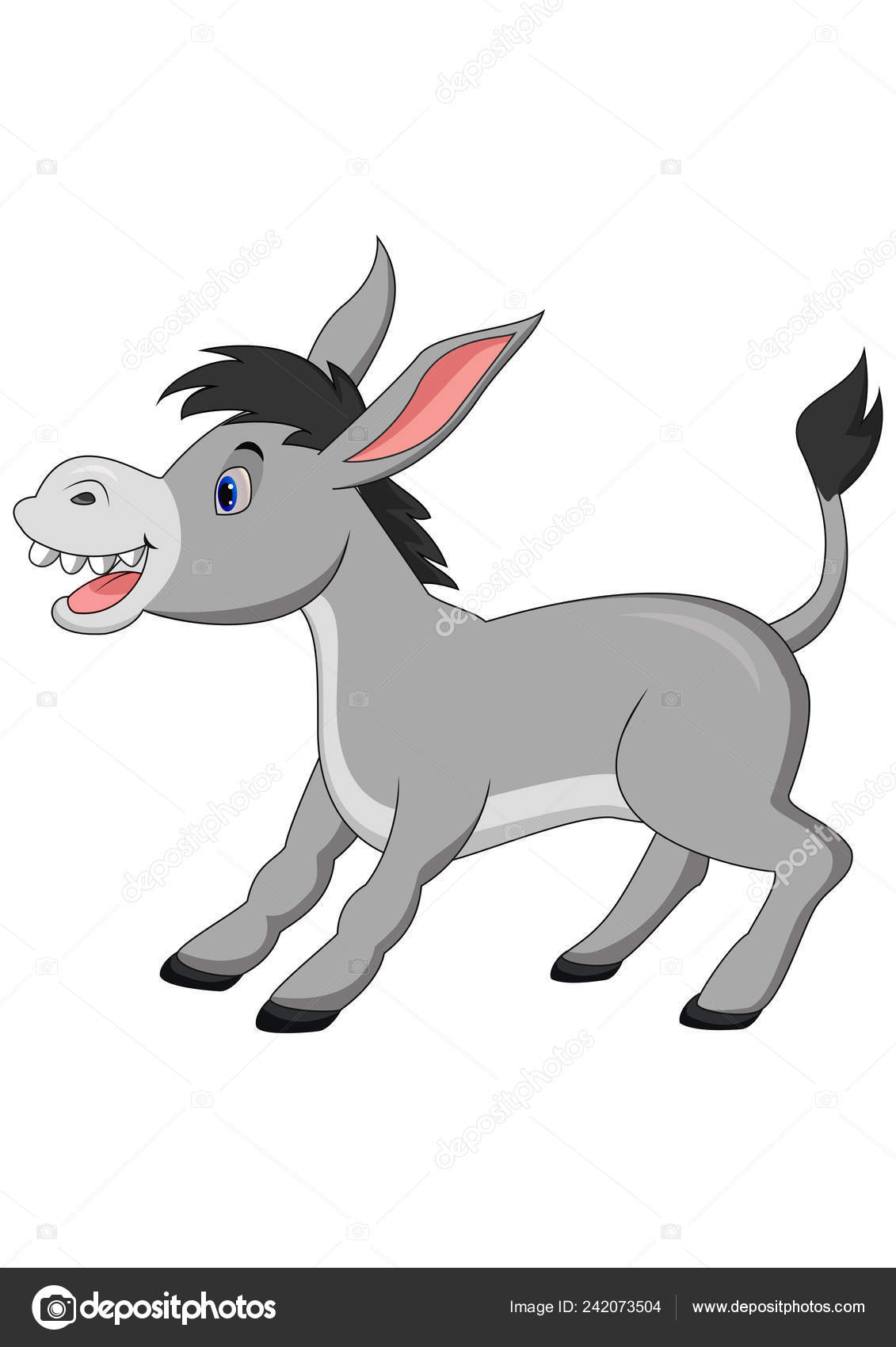 Cartoon Happy Donkey Isolated White Background Stock Illustration by ...