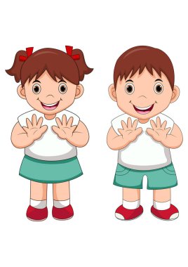 Mutlu küçük okul çocuklar çizgi film