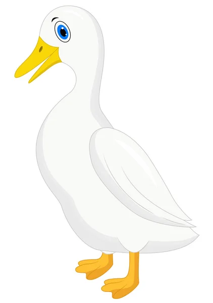 Cute Duck Cartoon Isolated White Background — Stock Vector
